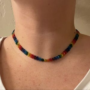 Hand Beaded Rainbow Choker